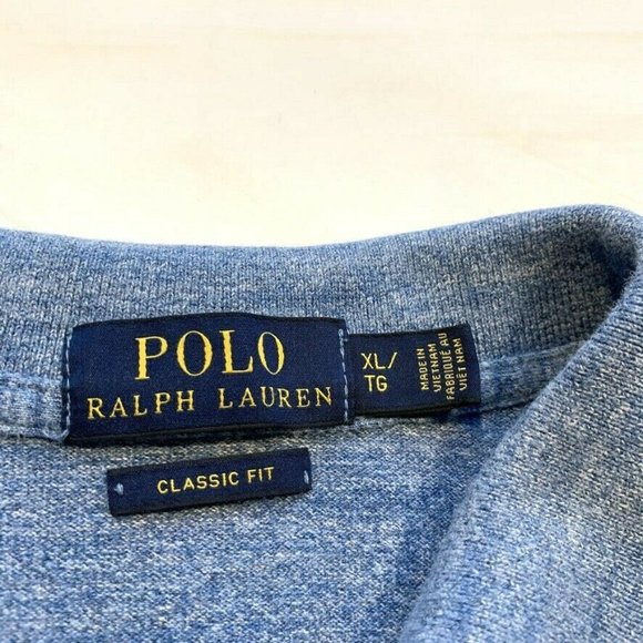 Polo Ralph Lauren Polo Shirt Men XL Classic Fit Short Sleeve Cotton Heather Blue - Picture 3 of 11